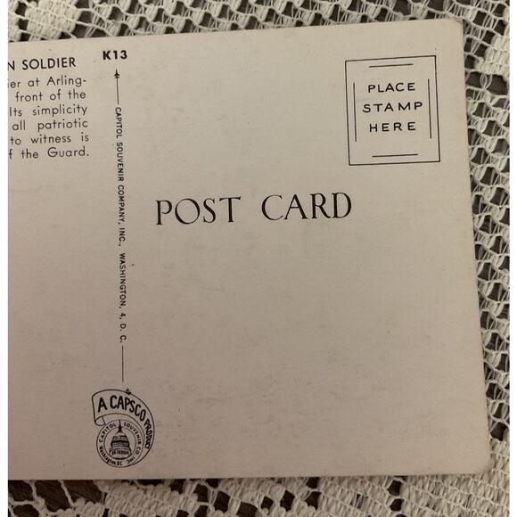 Vintage Picture Postcard Tomb Of The Unknown Soldiers Washington DC. - Picture 6 of 6